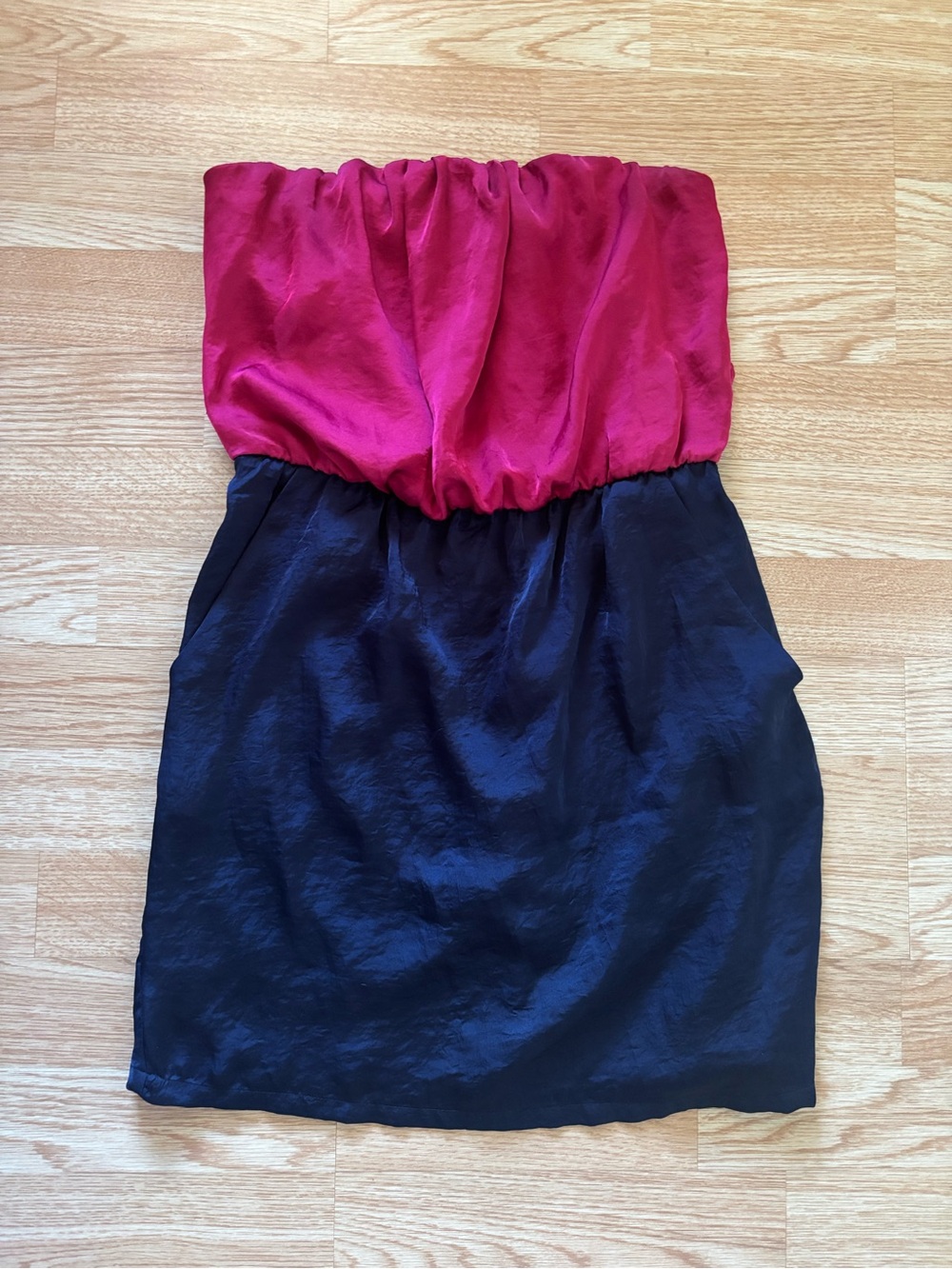 BCX Strapless Fuchsia and Black Cocktail Dress